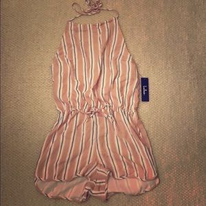 Lulus Romper blush/navy halter